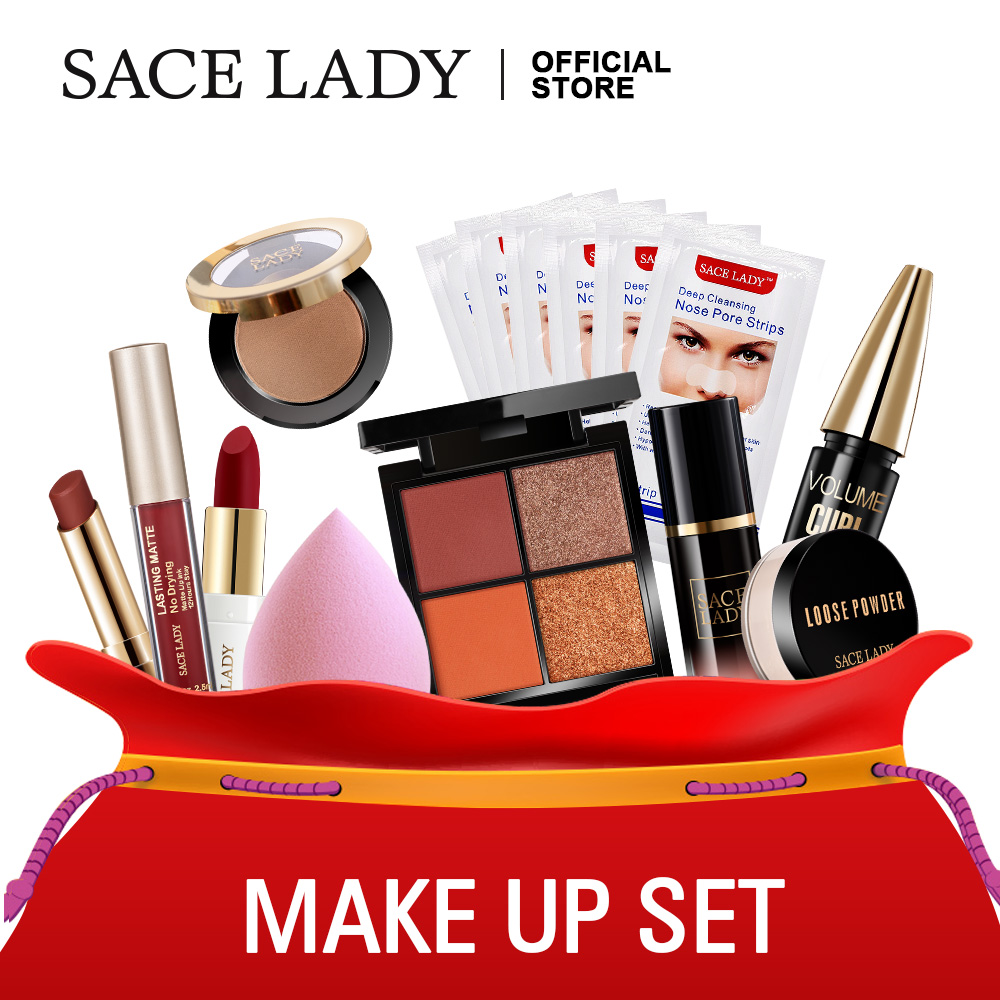 SACE LADY Set Palet Rias Wajah Misterius Kit Kosmetik Lipstik Liptint Palet Eyeshadow Alis SACE LADY Set Palet Rias Wajah Misterius Kit Kosmetik Lipstik Liptint Palet Eyeshadow Alis