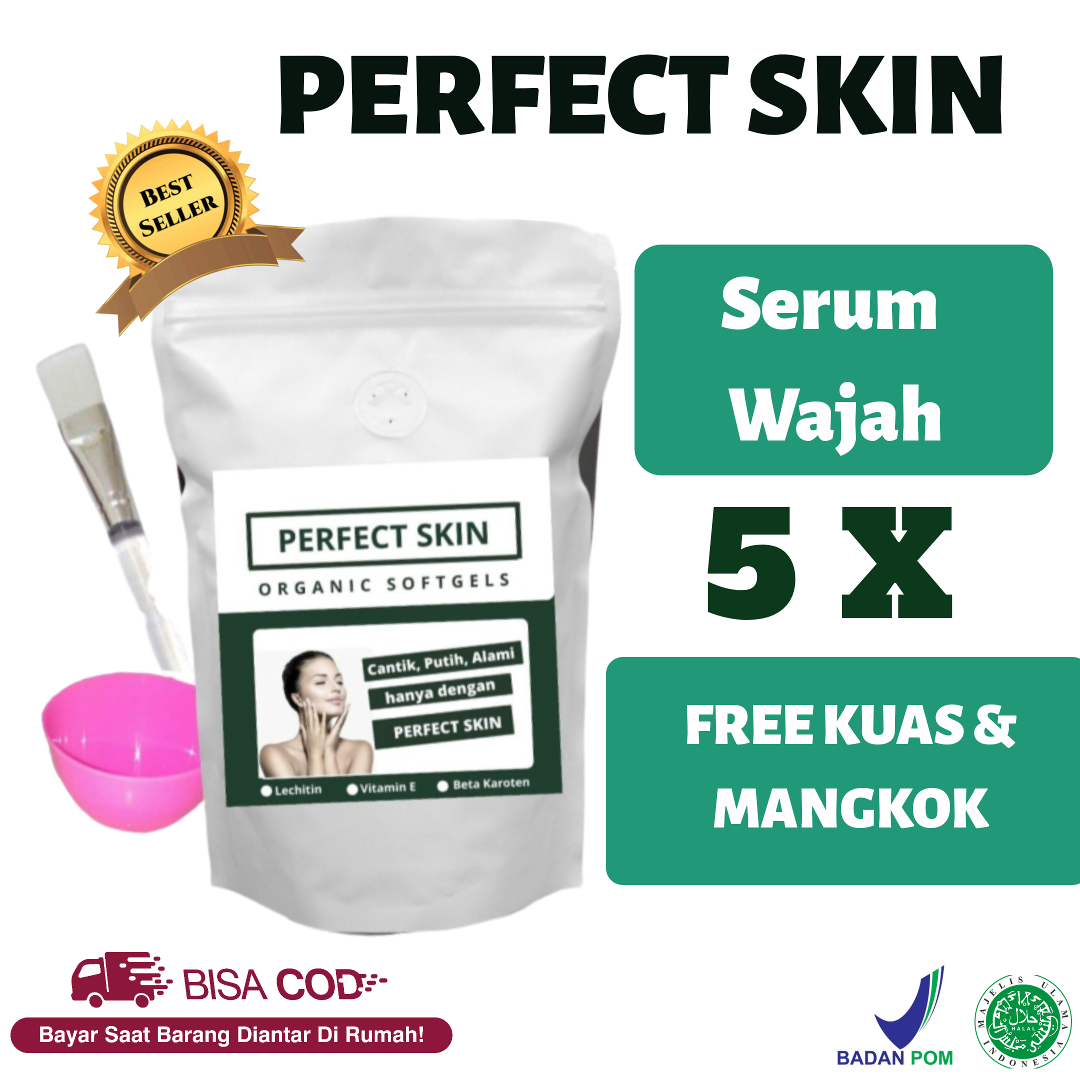 Perfect Skin Organik Softgel Gratis Kuas dan Mangkuk / Serum Wajah / Serum Wajah Glowing / Pemutih Wajah / Pemutih Badan / Pemutih Wajah Glowing Cepat / Pemutih Badan Permanen Cepat Perfect Skin Organik Softgel Gratis Kuas dan Mangkuk / Serum Wajah / Serum Wajah Glowing / Pemutih Wajah / Pemutih Badan / Pemutih Wajah Glowing Cepat / Pemutih Badan Permanen Cepat