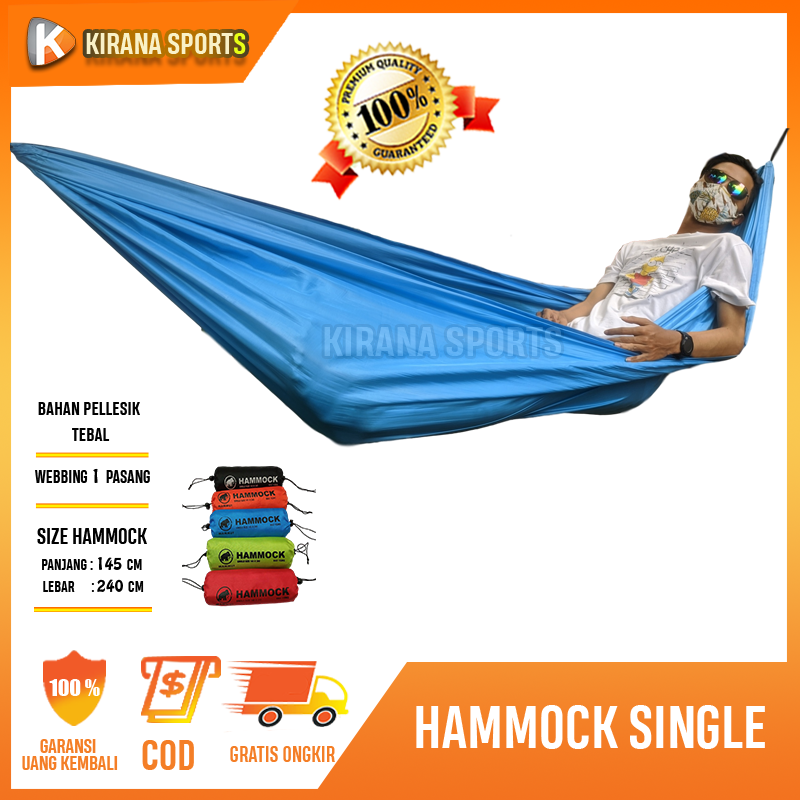 Hammock Single Ayunan Gantung Camping Outdoor / Tempat Tidur Hemok Dewasa Tebal Kuat - HSL001 Hammock Single Ayunan Gantung Camping Outdoor / Tempat Tidur Hemok Dewasa Tebal Kuat - HSL001