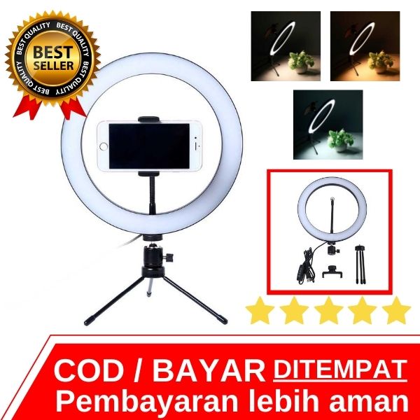 Halo Ring Light LED 120 LED 10 Inch Holder + Tripod untuk Youtuber Studio Lampu Ringlight Halo Ring Light LED 120 LED 10 Inch Holder + Tripod untuk Youtuber Studio Lampu Ringlight