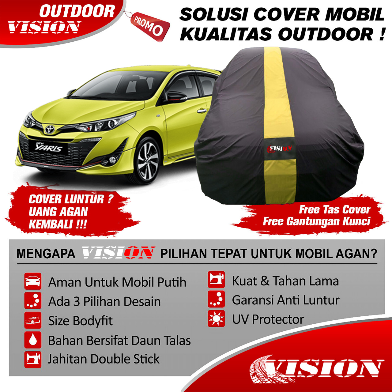 COD - Sarung Mobil Vision Honda Yaris Suzuki Swift Splash Yaris Agya Jazz Etios Ayla Cover Body Penutup Pelindung Selimut Waterproof COD - Sarung Mobil Vision Honda Yaris Suzuki Swift Splash Yaris Agya Jazz Etios Ayla Cover Body Penutup Pelindung Selimut Waterproof