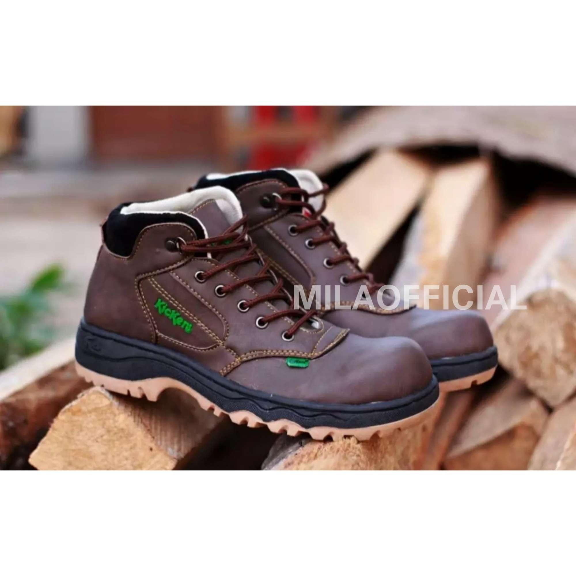 Sepatu Boots Pria Safety Kickers Kulit Asli Ujung Besi Sepatu Boots Pria Safety Kickers Kulit Asli Ujung Besi