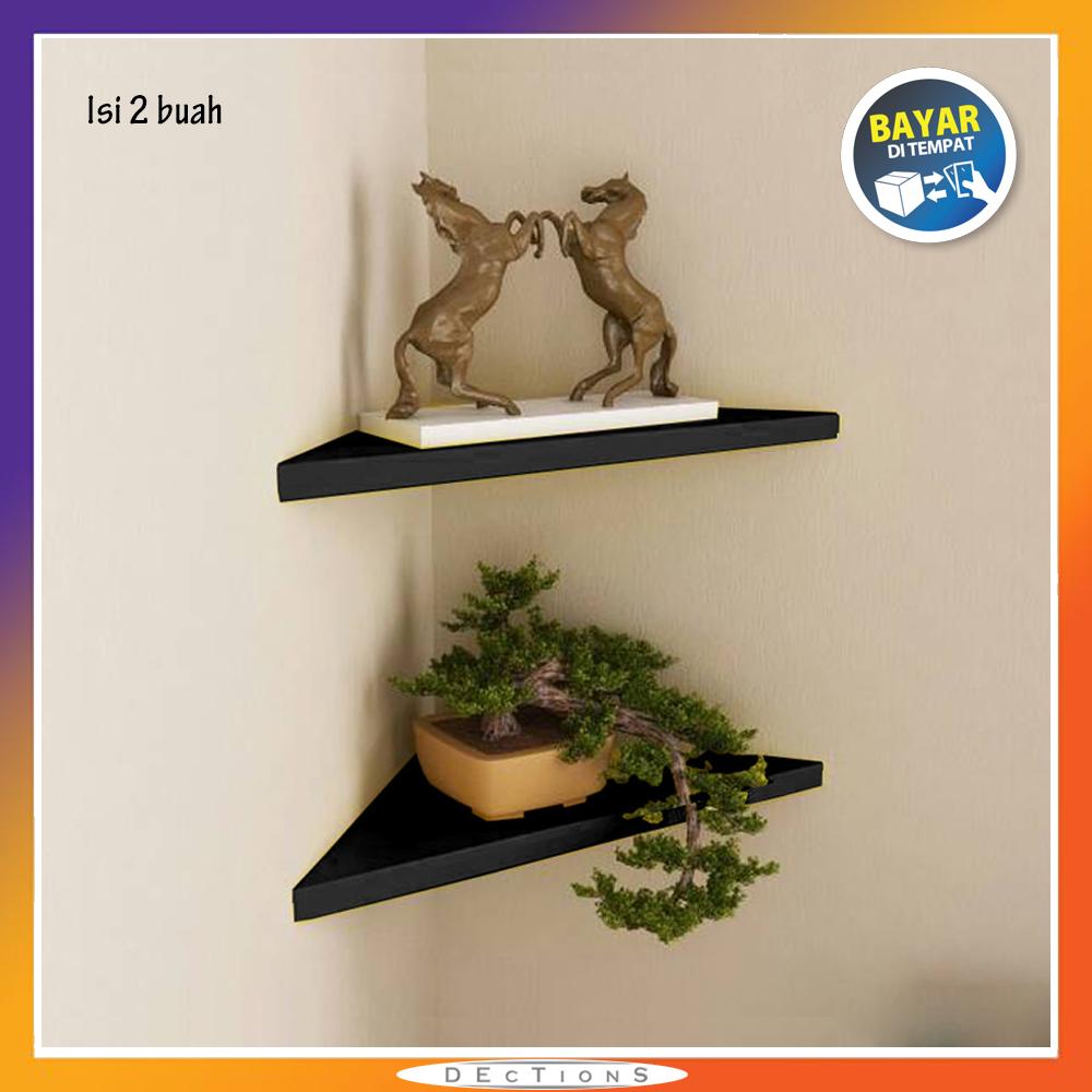 Set 2 Pcs Floating Shelves Ambalan Segitiga / Rak Dinding Sudut Minimalis Set 2 Pcs Floating Shelves Ambalan Segitiga / Rak Dinding Sudut Minimalis