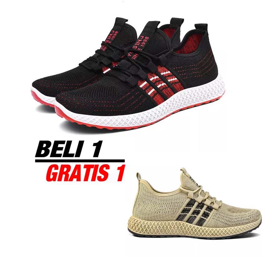 Sepatu Sneakers Import Korean Ringan Sport Casual - Sepatu Import Sneakers Soft Casual Sports Shoes BUY 1 GET 1 - Hitam Sepatu Sneakers Import Korean Ringan Sport Casual - Sepatu Import Sneakers Soft Casual Sports Shoes BUY 1 GET 1 - Hitam