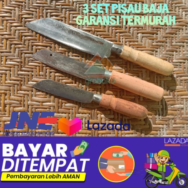 Pisau Dapur Baja Kuat Tajam Dan Murah - Pemotong Daging Dan Cacah Sayur ( 1 Paket 3 Pisau ) Pisau Dapur Baja Kuat Tajam Dan Murah - Pemotong Daging Dan Cacah Sayur ( 1 Paket 3 Pisau )