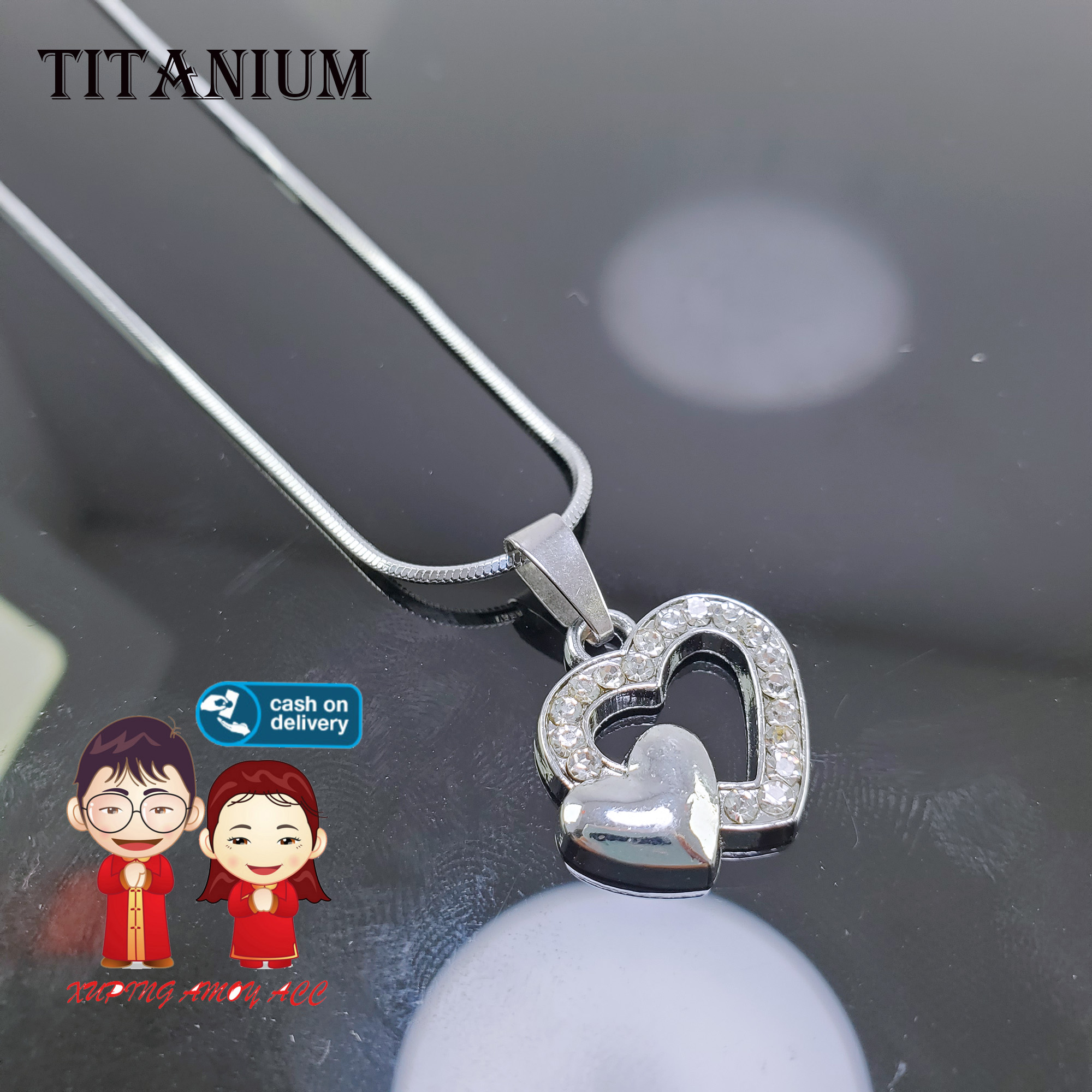 TOP MURAH_Kalung Titanium Anti Luntur Motif Liontin Love Mata Elghan Warna Silver Polos TOP MURAH_Kalung Titanium Anti Luntur Motif Liontin Love Mata Elghan Warna Silver Polos