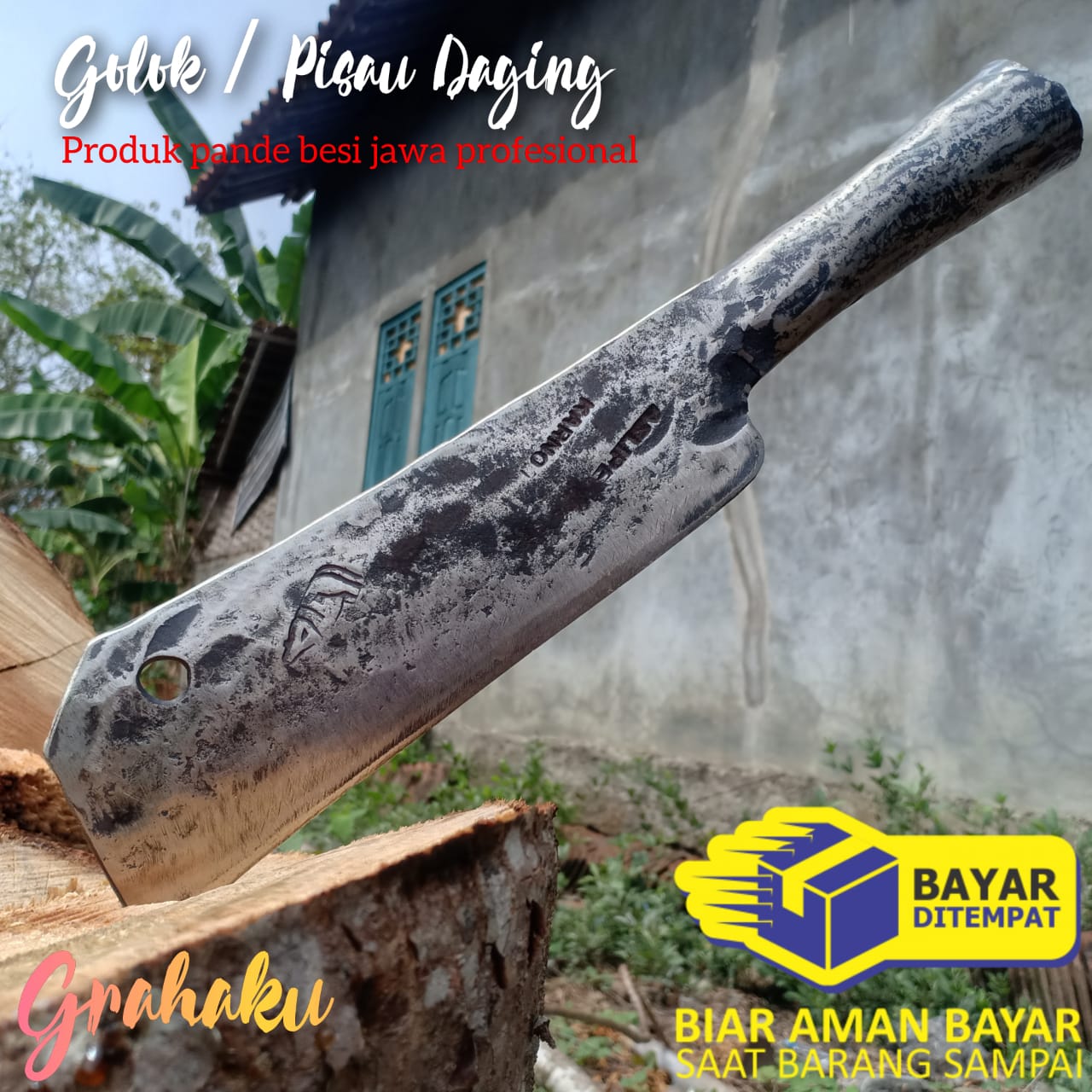 Golok Per Baja Pemotong Daging - Pisau Cacah Daging dan Tulang - Bedog Bendo Pande Jawa Asli Golok Per Baja Pemotong Daging - Pisau Cacah Daging dan Tulang - Bedog Bendo Pande Jawa Asli