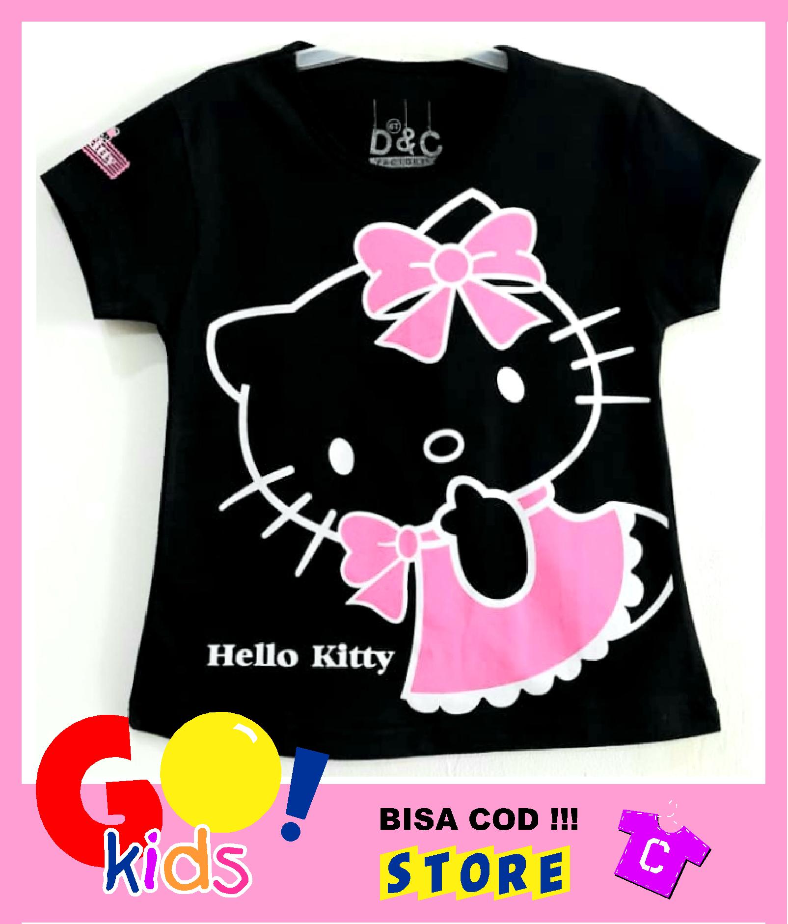 Kaos anak perempuan Hello Kitty Hitam Size 1-10 Tahun Kaos anak perempuan Hello Kitty Hitam Size 1-10 Tahun