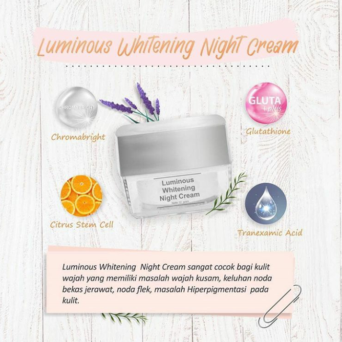 MS GLOW WHITENING LUMINOUS NIGHT CREAM - Original / kosmetik original / Krim / Cream pemutih wajah glowing / BPOM / Cream Wajah / bibit pemutih / bibit cair infus / kosmetik murah / cream HN / sabun pemutih / cream jerawat / penghilang flek hitam MS GLOW WHITENING LUMINOUS NIGHT CREAM - Original / kosmetik original / Krim / Cream pemutih wajah glowing / BPOM / Cream Wajah / bibit pemutih / bibit cair infus / kosmetik murah / cream HN / sabun pemutih / cream jerawat / penghilang flek hitam