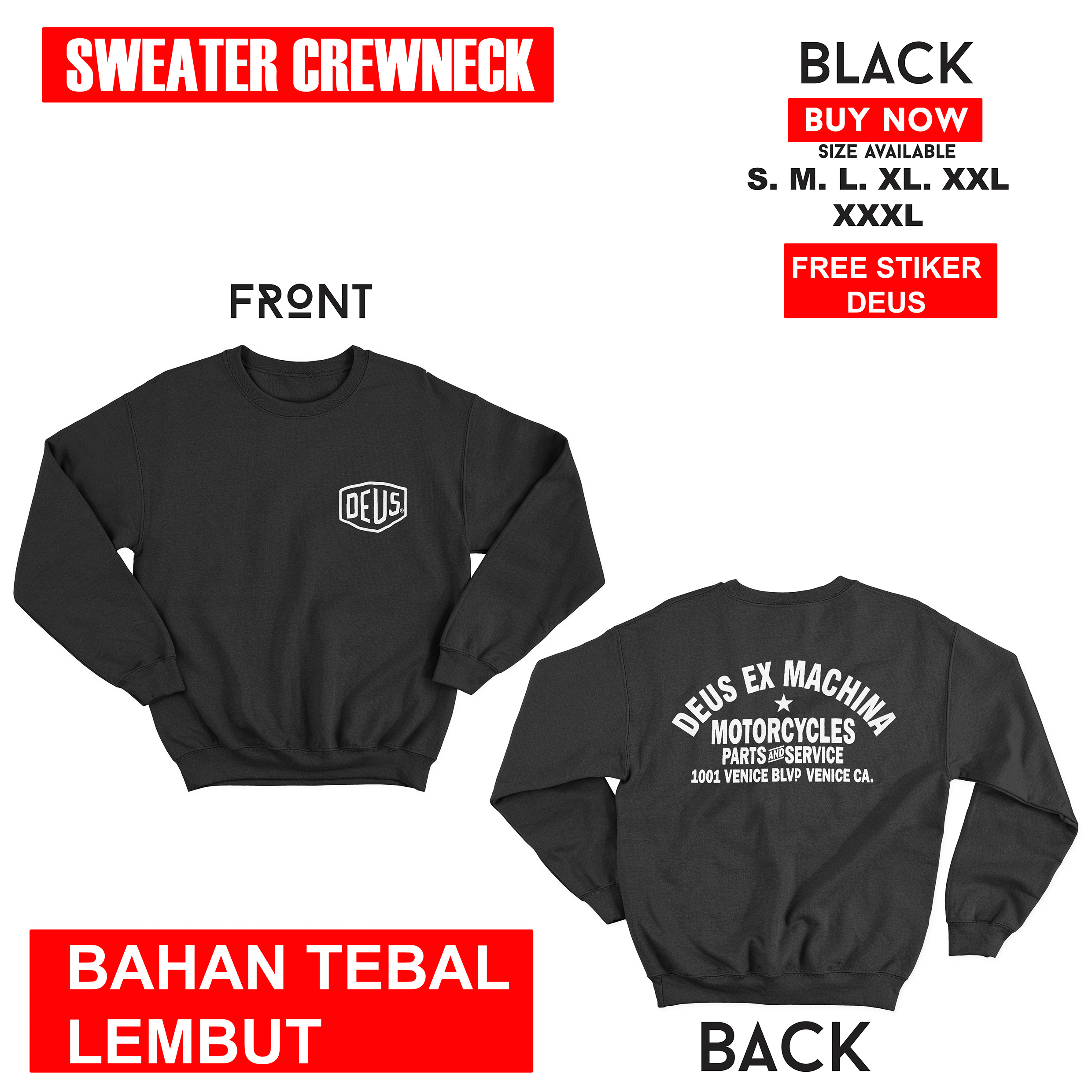 SWEATER CREWNECK DEUS EX MACHINA DEPAN BELAKANG SWEATER CREWNECK DEUS EX MACHINA DEPAN BELAKANG