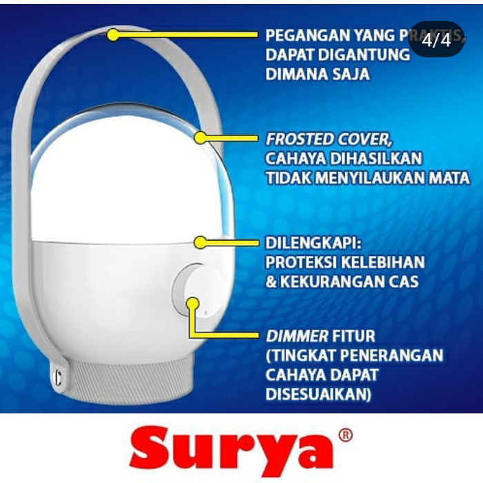 Surya Lampu Emergency Petromak LED Super Terang SHL L4003 FROSTED LED 40 SMD with Dimmer Switch Rechargeable 8 Jam Surya Lampu Emergency Petromak LED Super Terang SHL L4003 FROSTED LED 40 SMD with Dimmer Switch Rechargeable 8 Jam