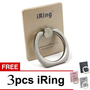 iRing Mobile Phone Standing Holder - Gold + Gratis 3pcs iRing Mobile Phone Standing Holder