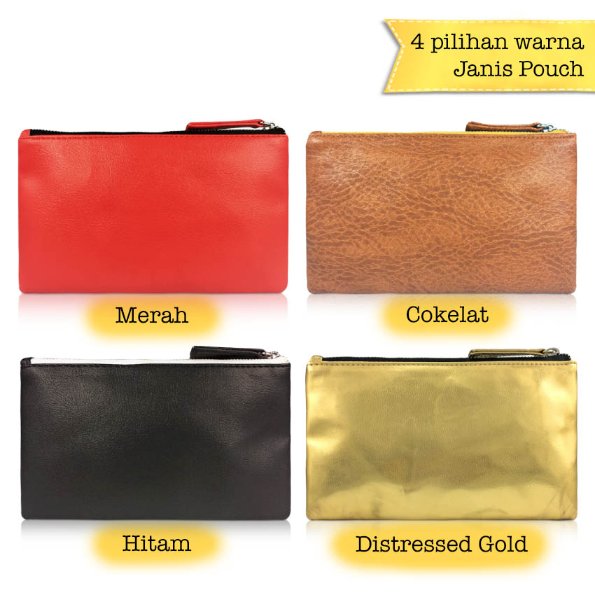 VONA Janis (Merah) - Universal Pouch HP Dompet Koin Handphone Coin Purse Kulit Sintetis