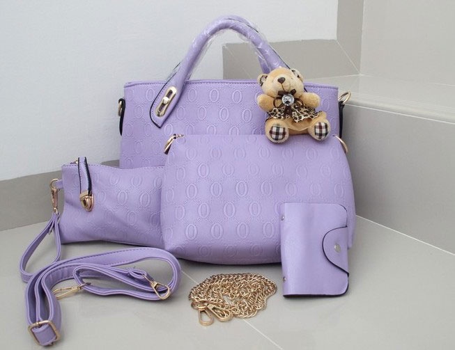 Vicria Tas Branded Wanita - High Quality Korean Style 4in1 - Ungu