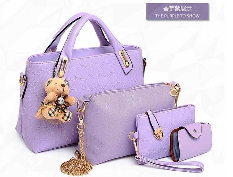 Vicria Tas Branded Wanita - High Quality Korean Style 4in1 - Ungu