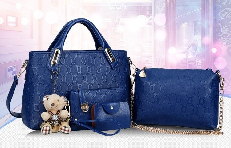Tas Fashion - High Quality Korean Style 4in1 - Biru