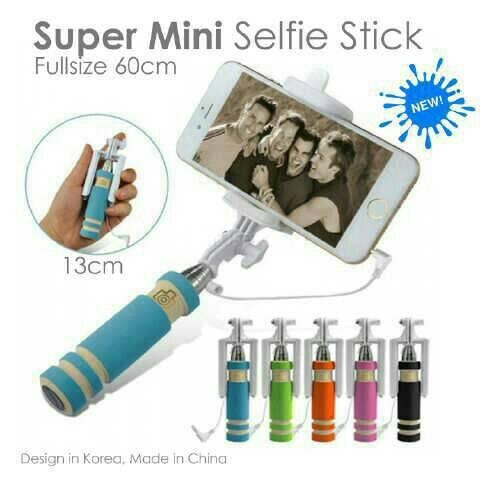 Tongsis Super Mini Monopod - HITAM + Gratis iRing Mobile Phone Stent - Standing Holder