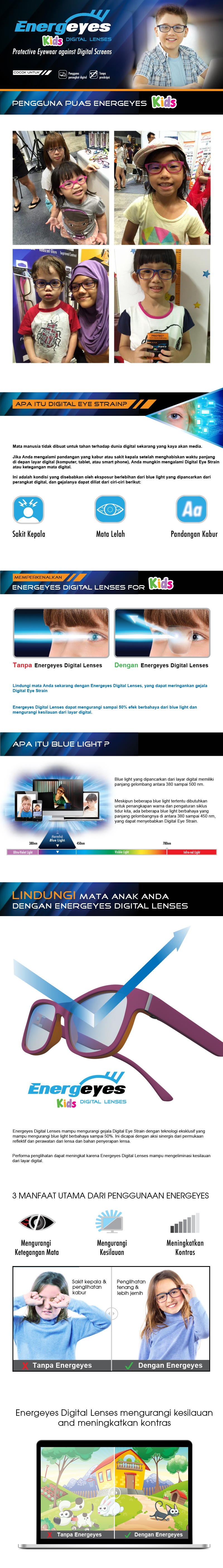ENERGEYES KIDS Kacamata Komputer Anak Anti Radiasi Melindungi Mata & Mengurangi Blue Light sampai 50% warna depan Ungu belakang Ungu Hippo