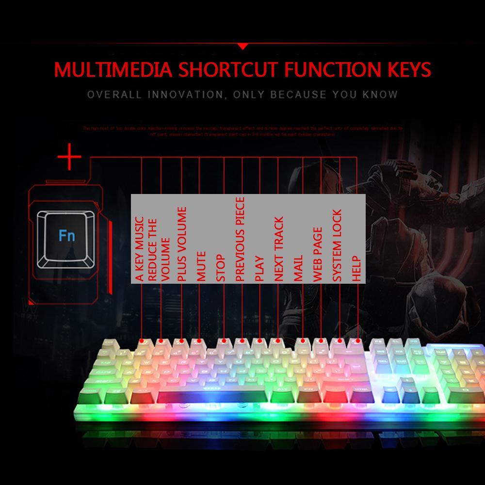 Kobwa KR-700 Lampu Latar Profesional Gaming Mechanical Keyboard, 4000 DPI Optik Wired Mouse