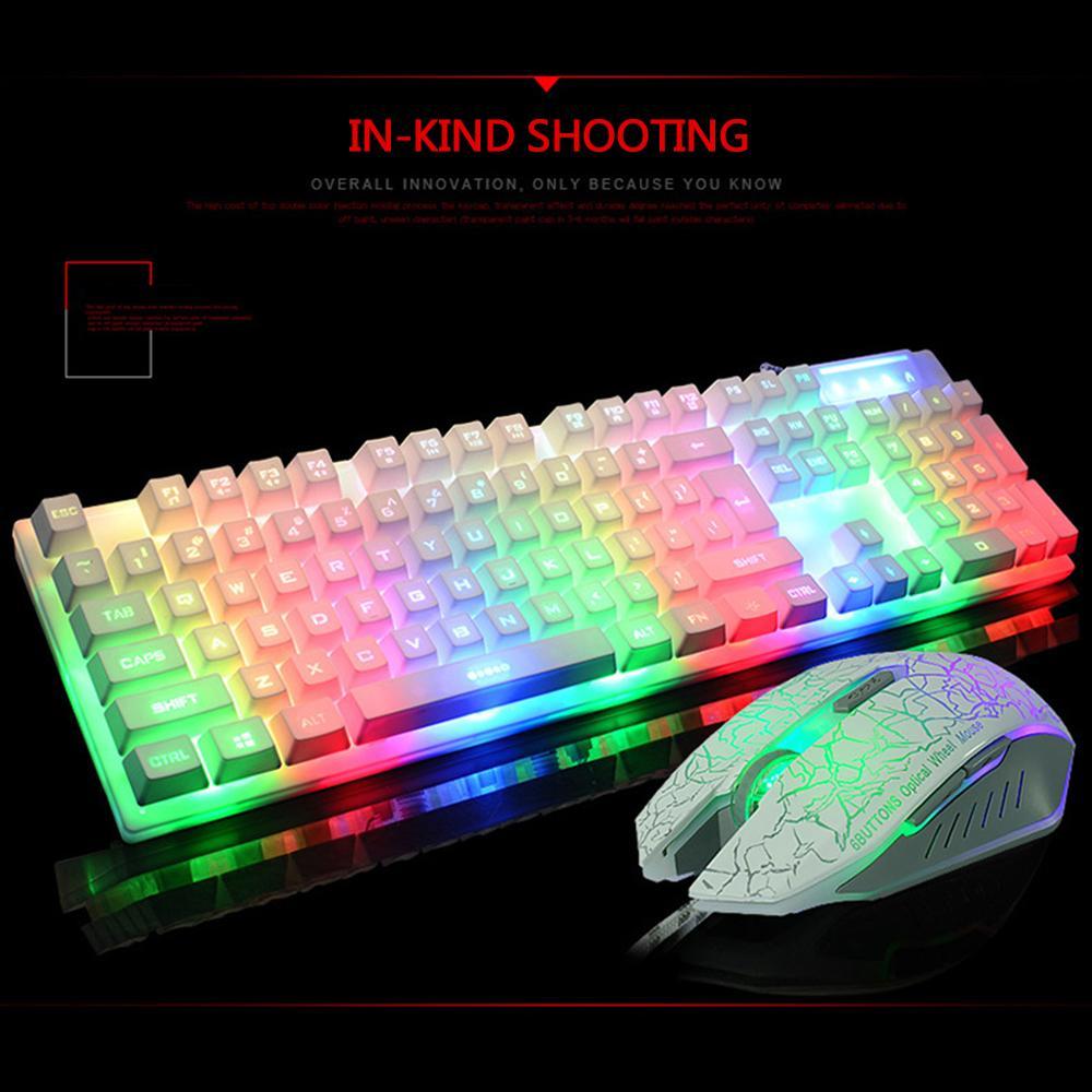 Kobwa KR-700 Lampu Latar Profesional Gaming Mechanical Keyboard, 4000 DPI Optik Wired Mouse