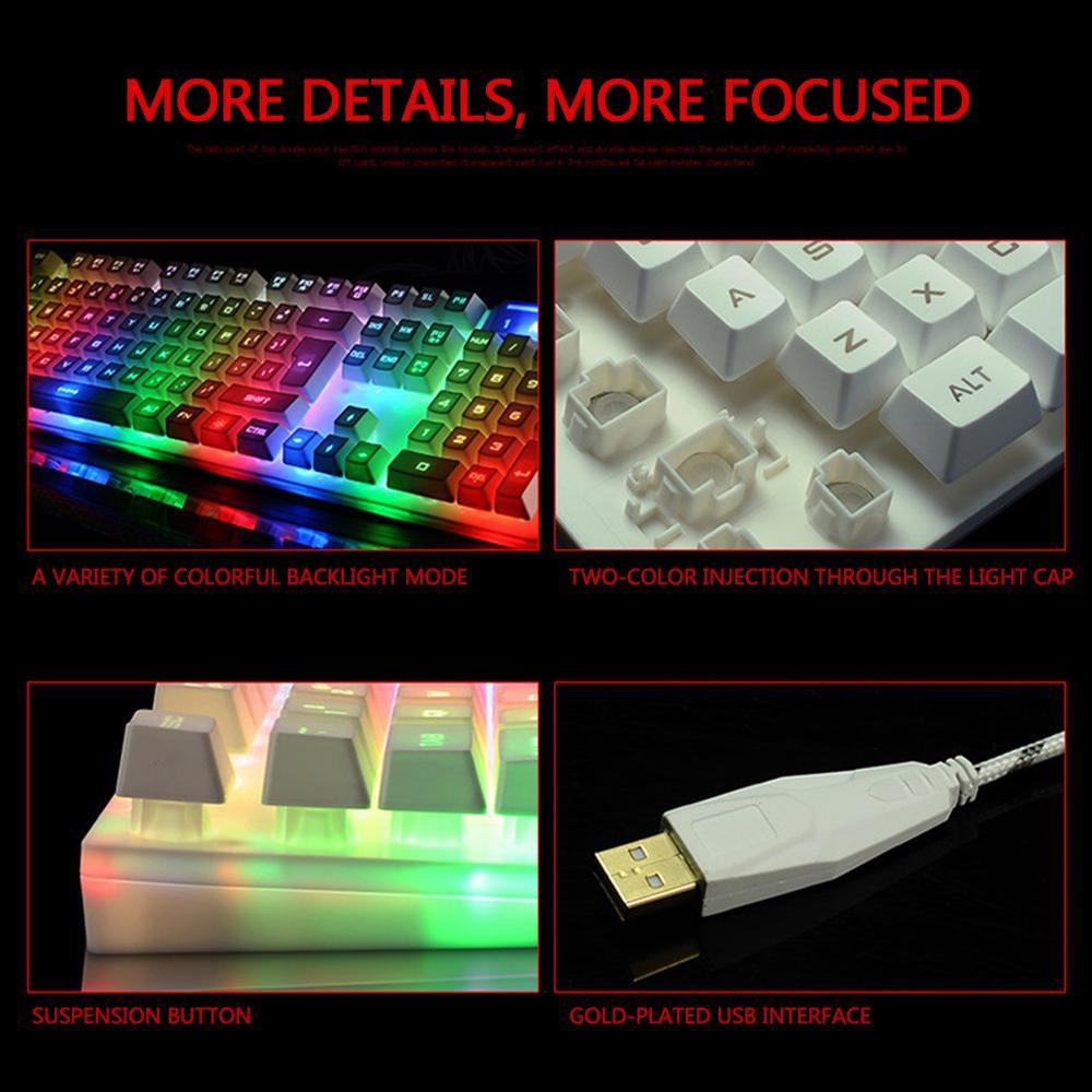 Kobwa KR-700 Lampu Latar Profesional Gaming Mechanical Keyboard, 4000 DPI Optik Wired Mouse