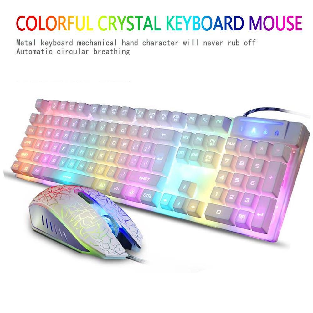 Kobwa KR-700 Lampu Latar Profesional Gaming Mechanical Keyboard, 4000 DPI Optik Wired Mouse
