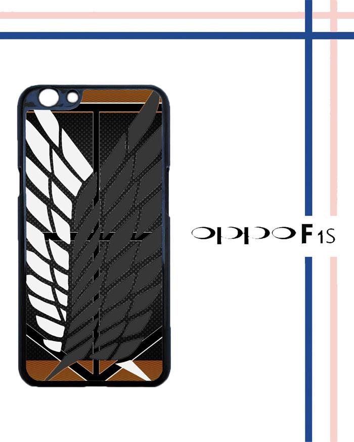 Casing HARDCASE untuk hp Oppo F1s Selfie Expert attack on titan logo carbon custom