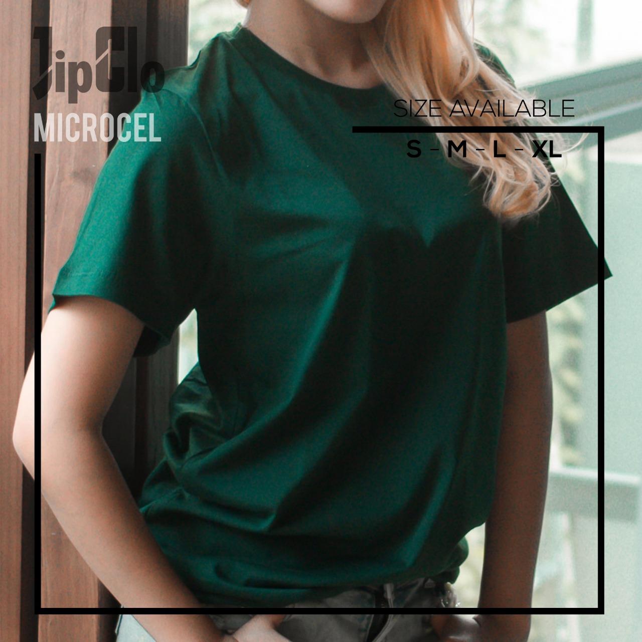 Kaos Oblong Polos 30S Wanita Warna HIjau Botol O-Neck Lengan Pendek T-Shirt
