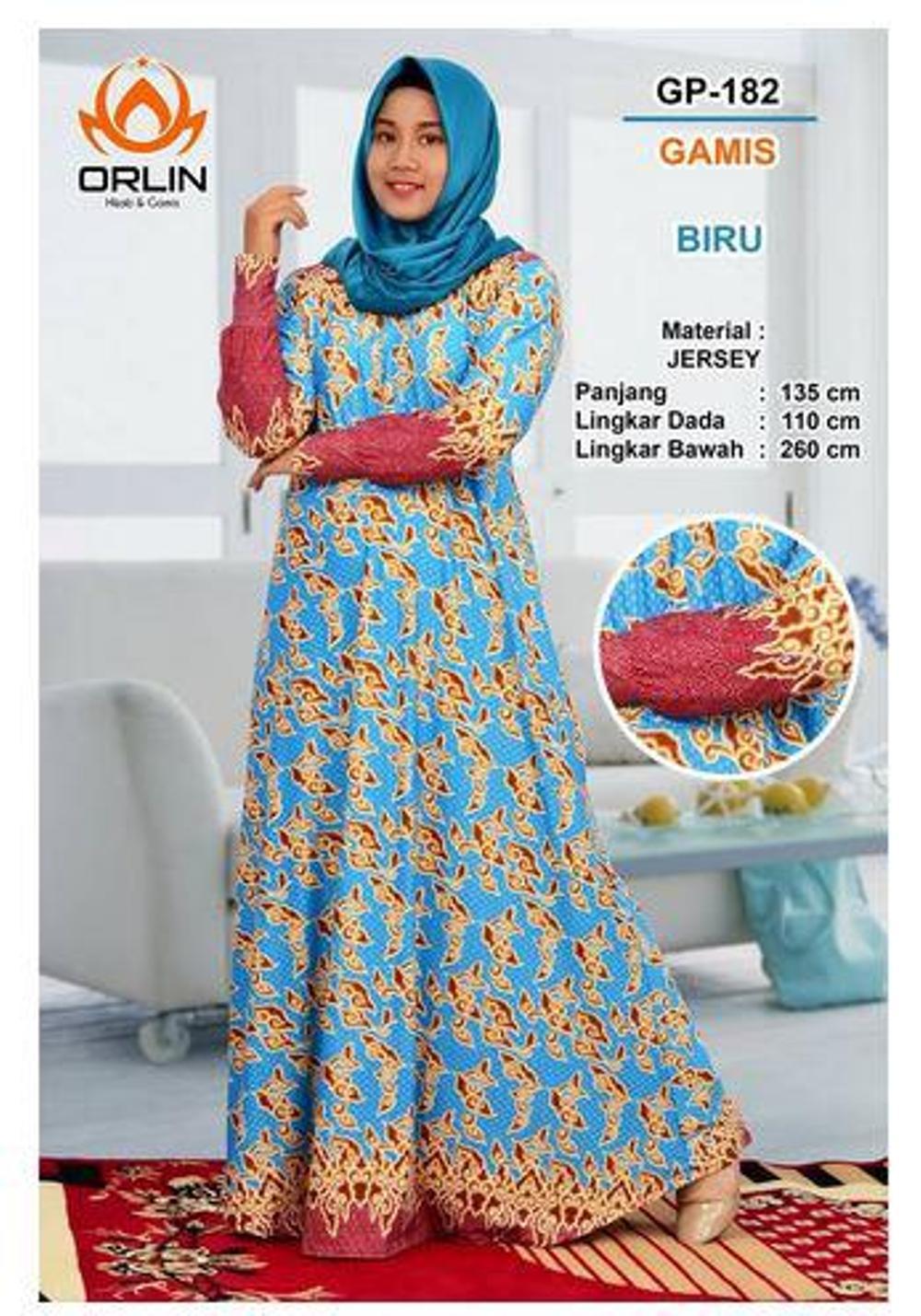 SPECIAL EDITION GAMIS MOTIF GP-182 WARNA BIRU BATIK MEGA MENDUNG / GAMIS PAYUNG / JERSE SHP-IHG