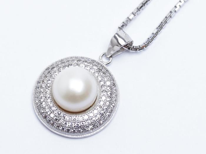 Kalung Perak Emas Putih Dan Mutiara ASLI - WGP 099 (Garansi 6 Bulan)