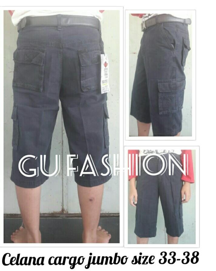 celana cargo pendek pria jumbo size 33-38, bawahan kempol laki 3/4 polos, celana kantong murah katun