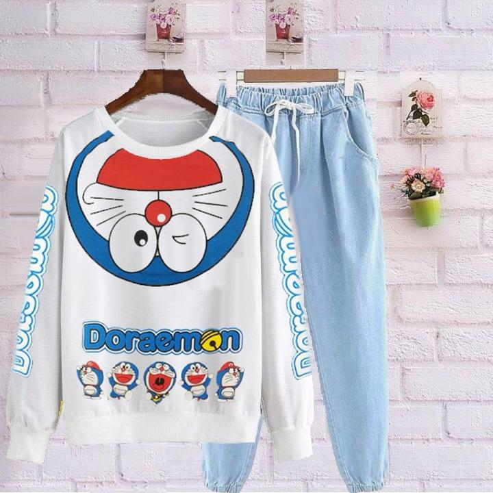 Stelan baju doraemon head dan celana