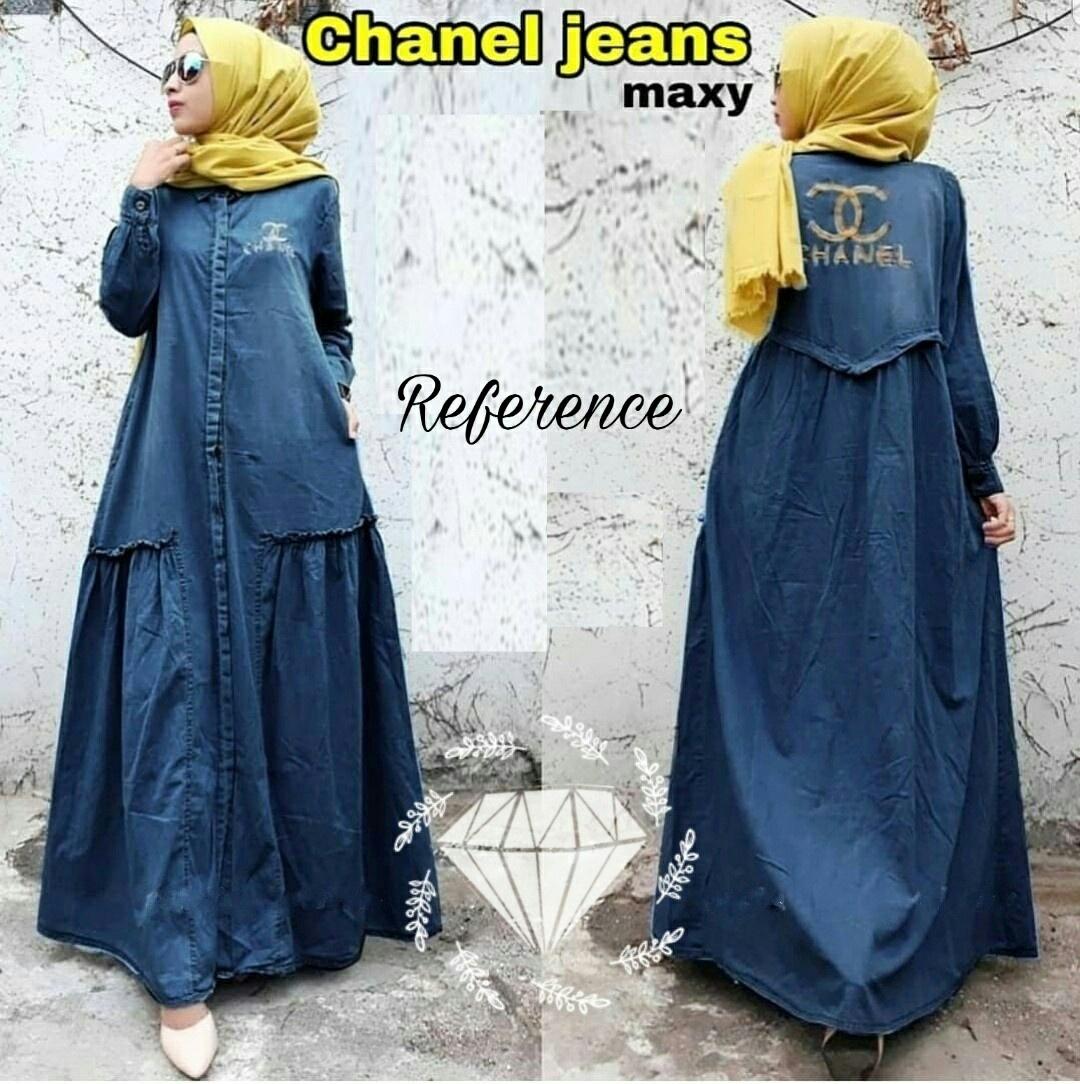 trendshopee Pakaian Muslim Wanita Gamis Maxy Chanell Jeans