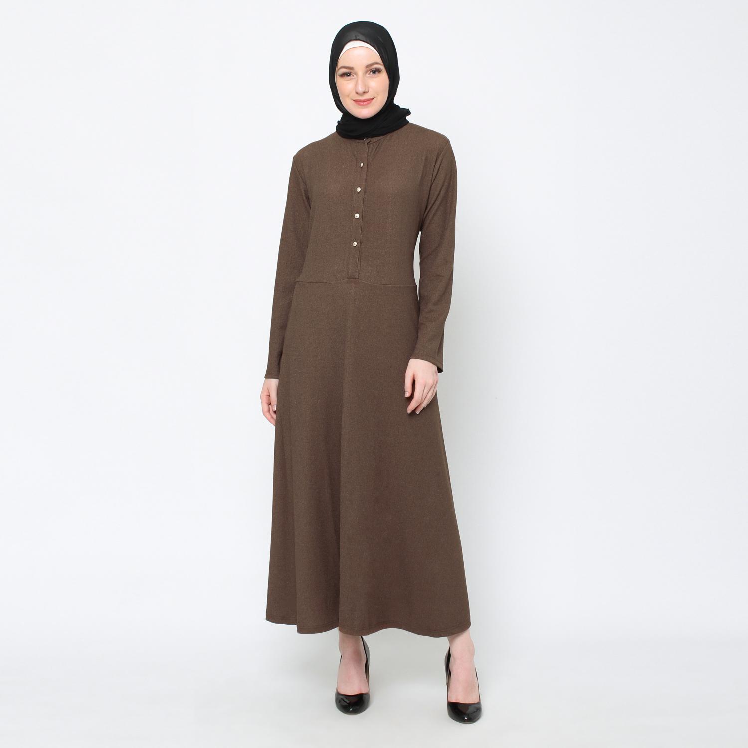 Jfashion Premium Gamis Maxi tangan Panjang Variasi Kancing Hidup - Gamis Glitter