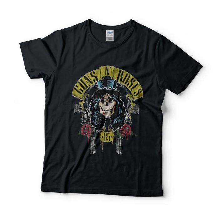 Baju Kaos Band Guns N Roses Slash Black Tag Gildan - Bszmpq