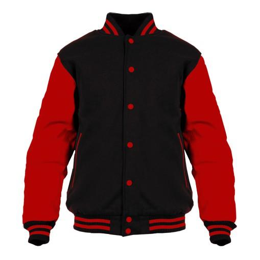 Jaket Baseball / Varsity Hitam Lengan Merah - Gli5cz
