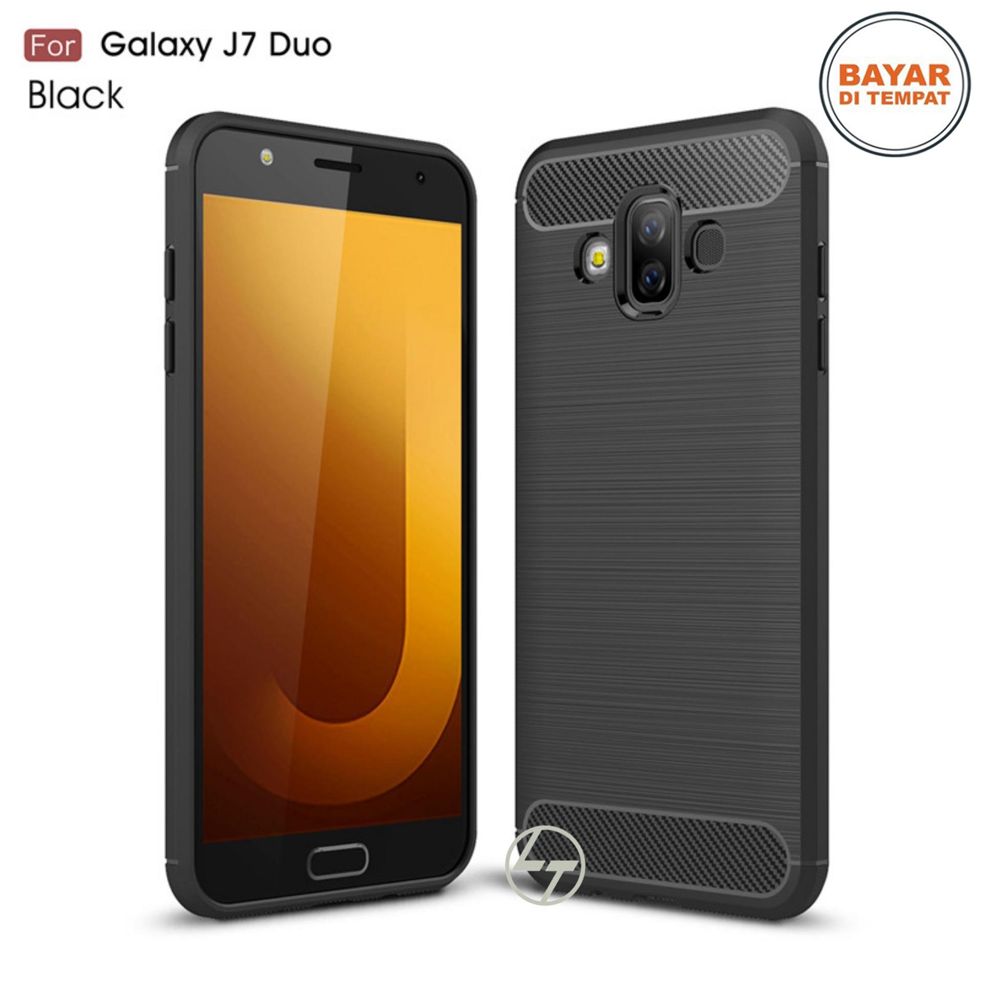 Lapak Case Carbon Fiber Premium Quality Shockproof TPU for Samsung Galaxy J7 Duo 2018 - Hitam