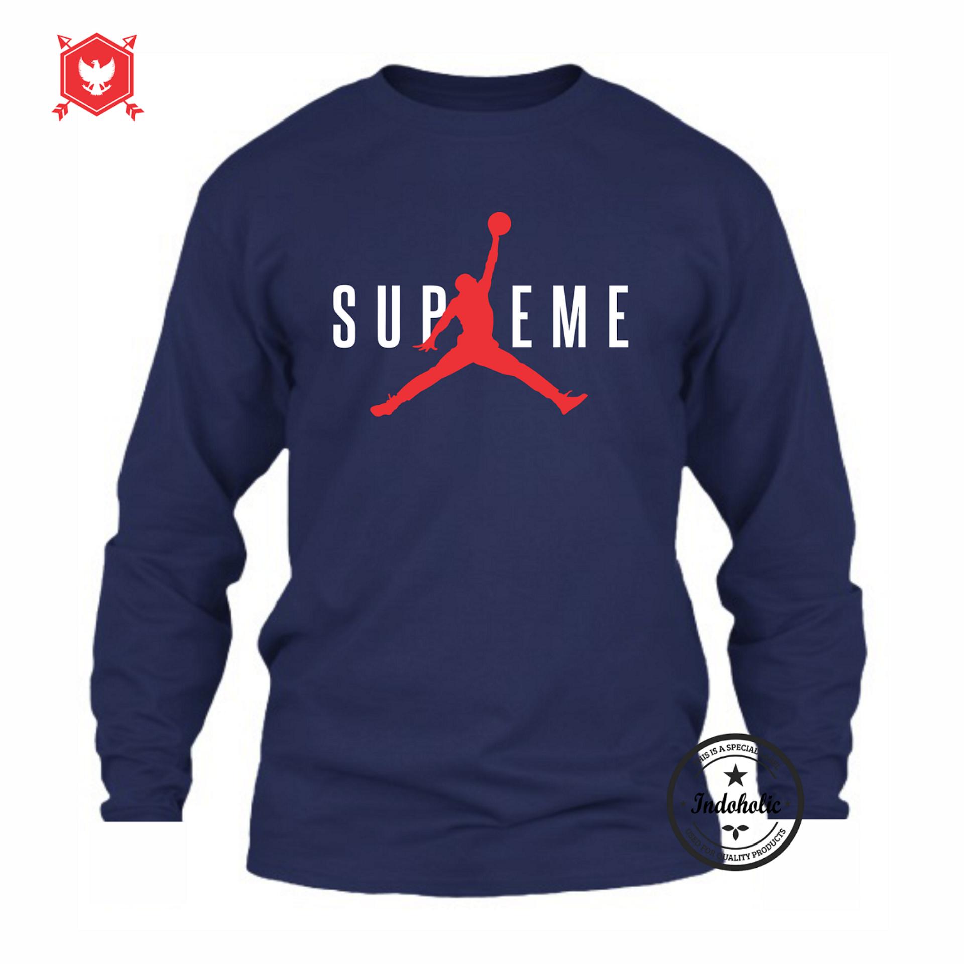 Indoholic Apparel Kaos Distro Supreme Baju Pria Bandung Lengan Tangan Panjang Muslim Moslem Premium Lebaran Murah Keren Wanita Anime - Navy