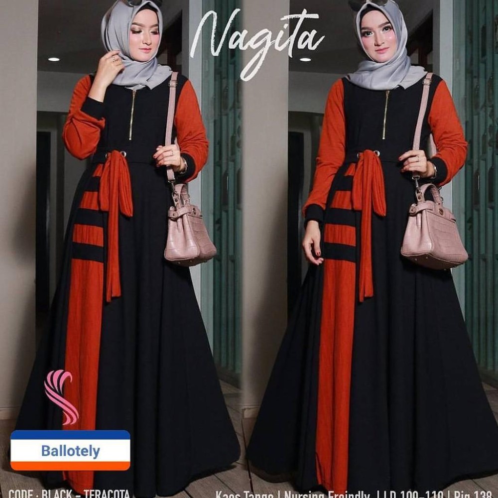 GAMIS SYARI MURAH NAGITA DRESS HITAM / BAJU MUSLIM / GAMIS MUSLIM / GAMIS BARU / LONG DRESS / GROSIR