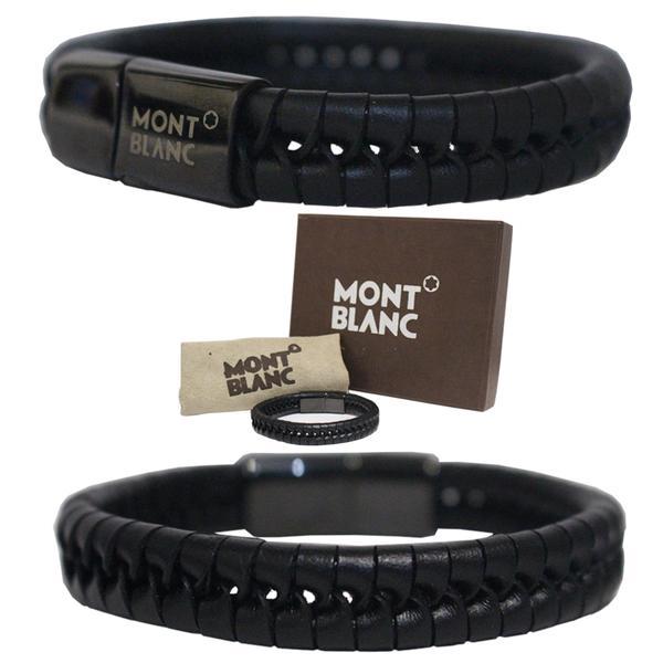 NEW PROMO Perhiasan Aksesoris Gelang Kulit Pria Man Jewelry Montblanc Man Bracelet Leather Black Murah