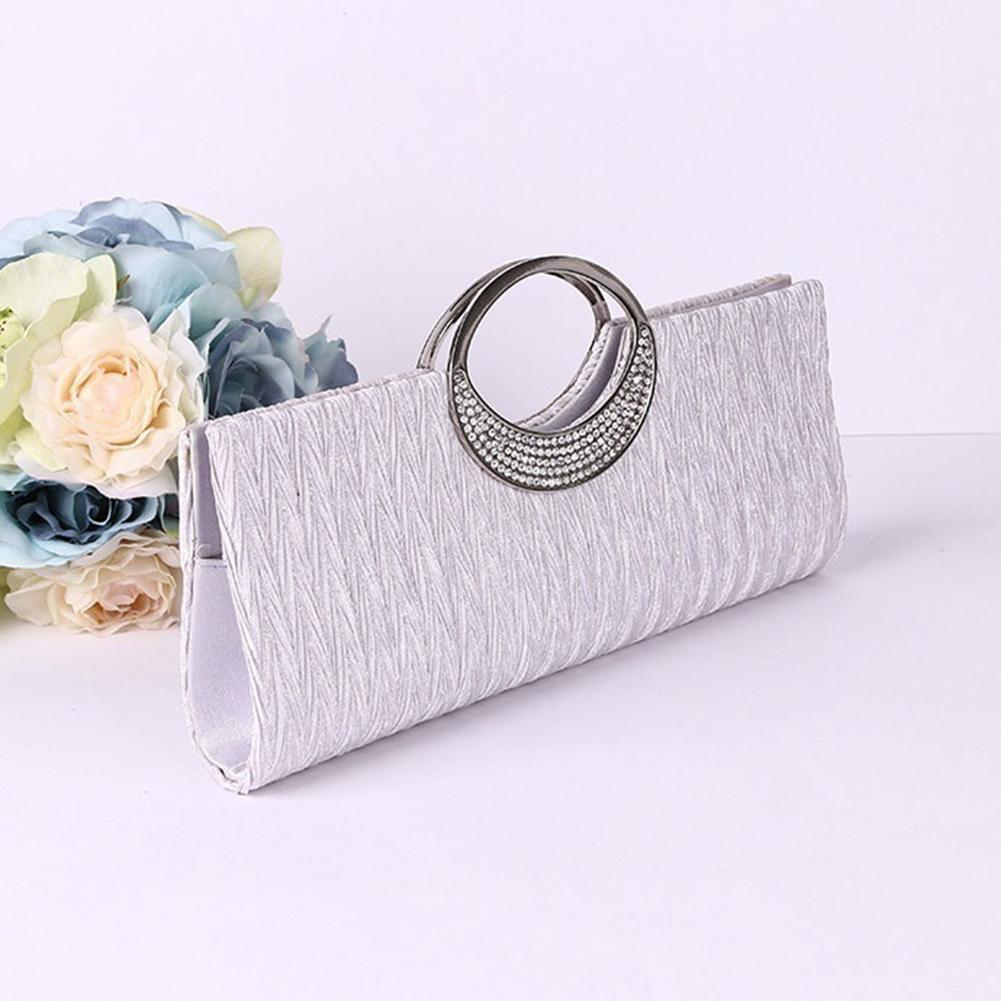 Broadfashion Cincin Mewah Berlian Imitasi Satin Malam Casing Pesta Clutch Tas Tangan