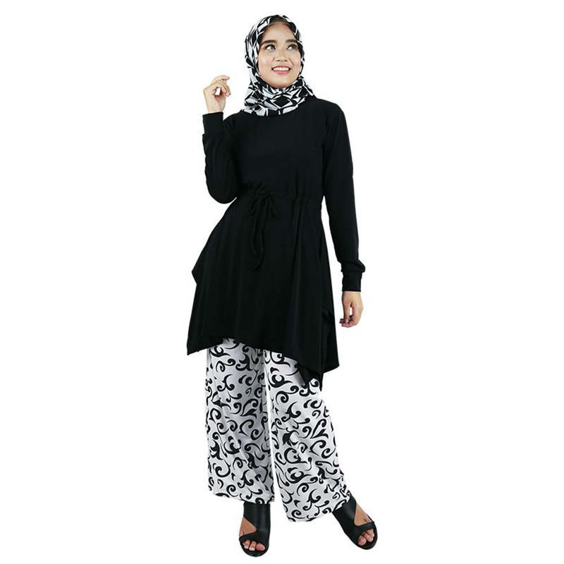 Baju Setelan Muslim Muslimah Wanita Cewek Warna Hitam RRZ 013 RZ