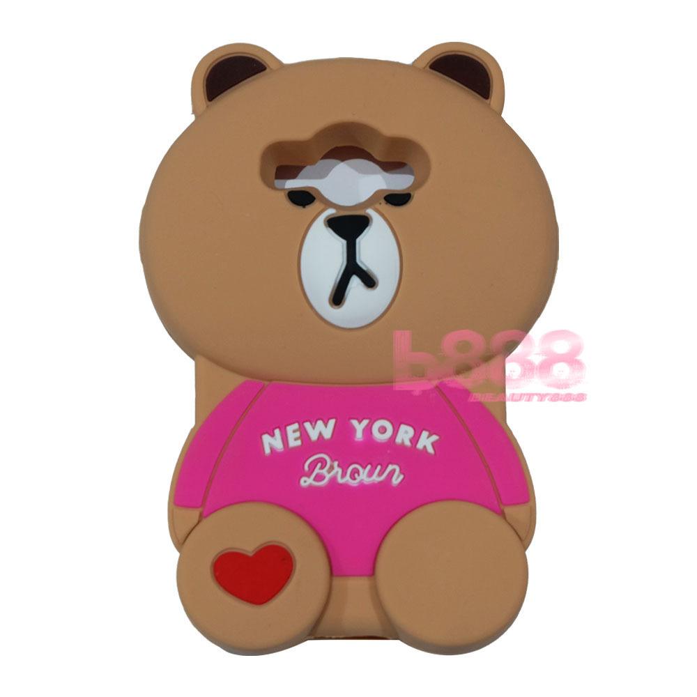 Beauty Bear Case 3D Samsung Galaxy J1 Ace Silicone 3D Brown Bear Clothes Overall Design New York / Case Boneka Baju Beruang / Casing Samsung J1 Ace Boneka Unik / Casing Samsung J1 Ace / Silikon Samsung J1 Ace - Brown Line Bear New York