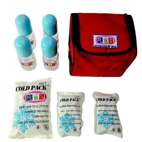 Paket Cooler Bag RBS With 4 Glass Bottle Red/Maroon