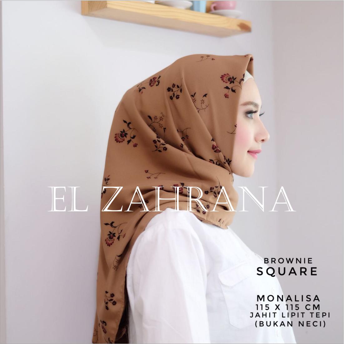 El Zahrana Kerudung Segi Empat - Jilbab Segi Empat - Jilbab Motif Premium - Monalisa