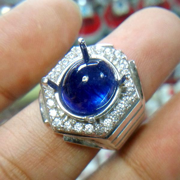 Cincin blue safir tanzania 0101 ring perak 925