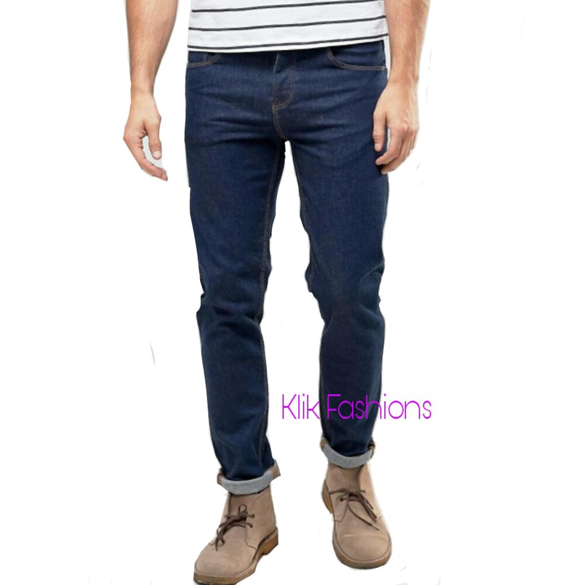 KlikFashions Celana Jeans Denim Pria Hitam Strecht Best Seller