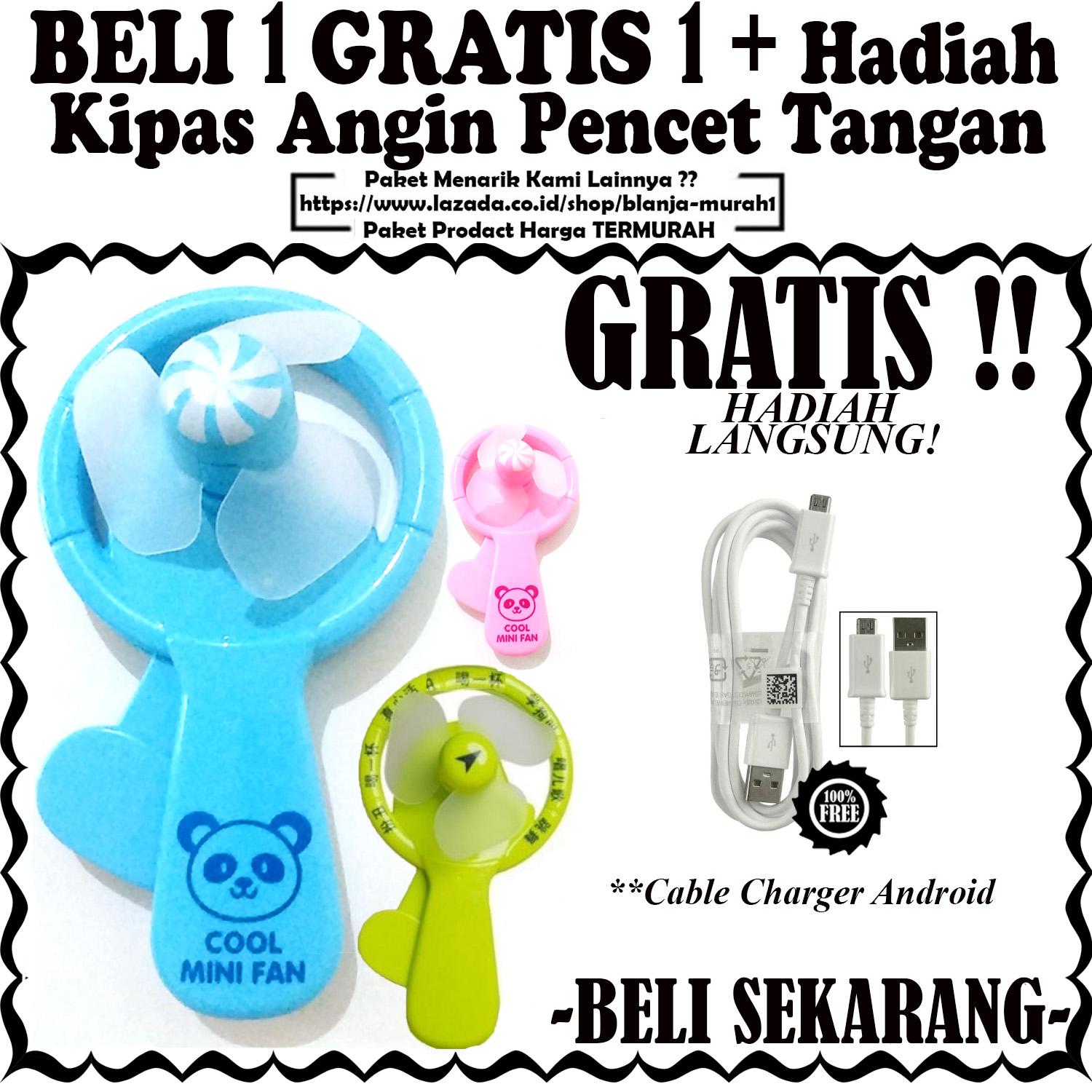 Flash Sale Beli 1 Gratis 1 Kipas Angin Mini Manual Pencet Tanpa Baterai - GRATIS Cable Charger Casan Android