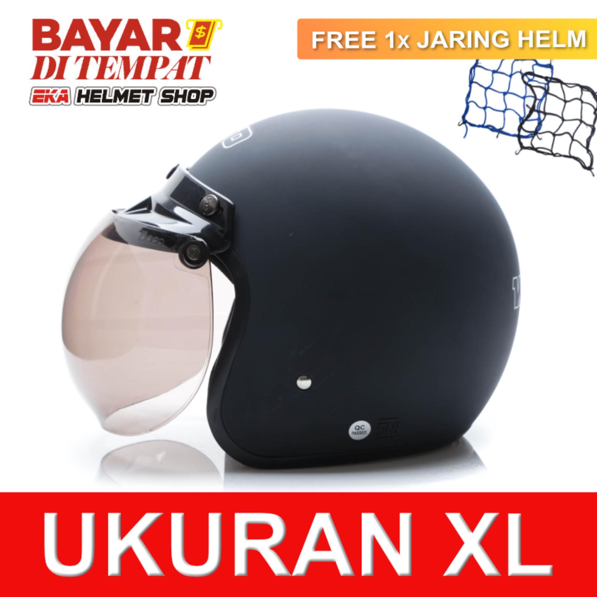 WTO Helmet Retro Bogo - Hitam Doff + Promo Gratis Jaring Helm