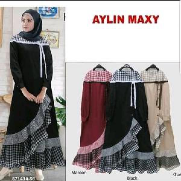 Dress Aylyn Rimple Katun Baju Gamis Pakaian Muslim Wanita